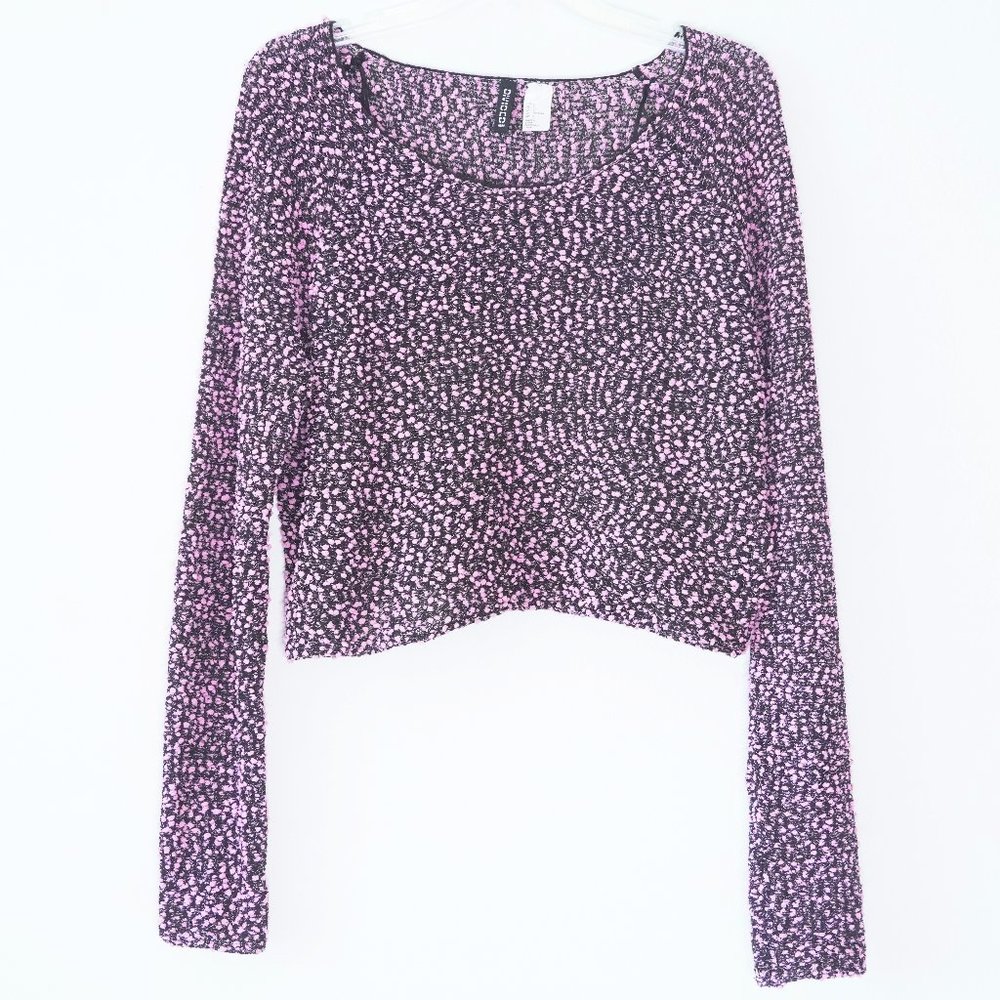 Divided by H&M Loose Knit Pom Cropped Sweater Sz L